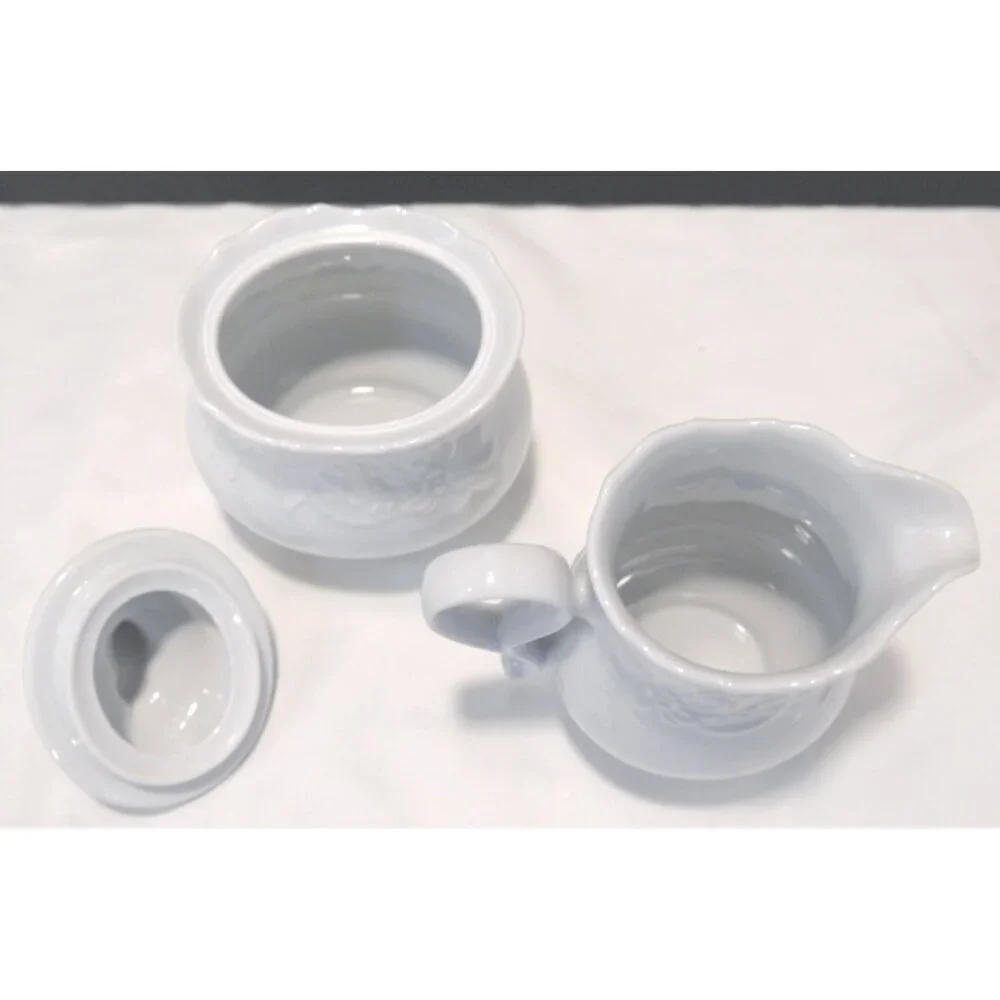 Vintage Mitterteich Bavaria white porcelain Sugar Bowl & Creamer 2070 W Germany